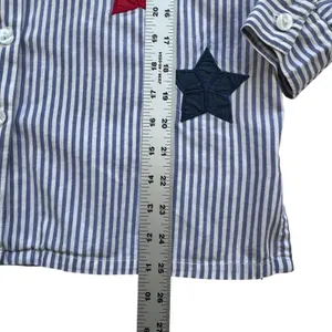 BFA Classics Blue White Striped Shirt Womens Med Petite Star Patriotic‎ Vintage thumbnail 9