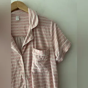 Bare Necessities Pink and White‎ Stripe Cozy Soft Pajama Top thumbnail 2
