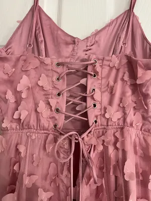 Hazel Boutique Pink Long Butterfly Dress Brand New thumbnail 3