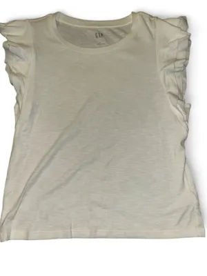 GAP Women's White Ruffled Sleeve Tee thumbnail 1