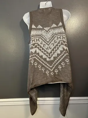 Absolutely Creative Worldwide Vest Womens XL Brown Aztec Open Front Made USA thumbnail 3
