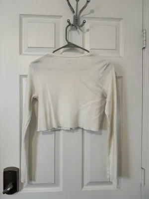 Brandy Melville White Cropped Long Sleeve thumbnail 2