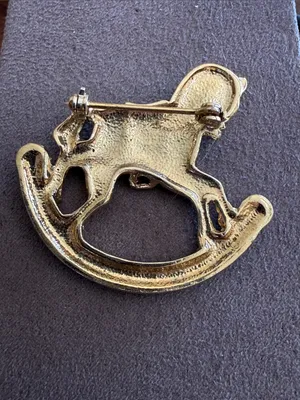 Vintage Crystal Rocking Horse Brooch pin thumbnail 2
