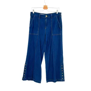 Anthropologie Pilcro High-Rise Cropped Wide-Leg Jeans Snap Hem Size‎ 29 thumbnail 3