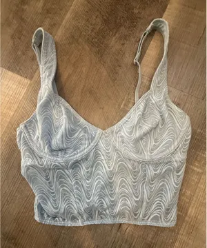 Light Blue Wavy Mesh‎ Bustier Crop Top thumbnail 1