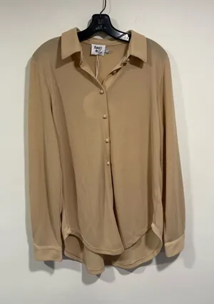 Princess Polly Beige Button-Front Collared Shirt thumbnail 1