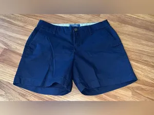 American Eagle Outfitters Navy High-Rise Cuffed Women’s Shorts thumbnail 2