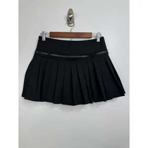 Zara Black Pleated Mini Skort with Belted Waist Size XS Preppy Schoolgirl Style‎ thumbnail 2