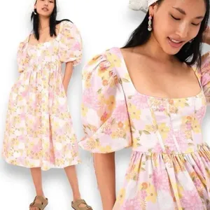 For Love & Lemons Carrie‎ Floral Midi Dress Multi S $276 thumbnail 5