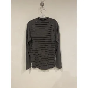 Smartwool Pullover Mens Large Gray Stripe Long Sleeve 1/4 Zip Lightweight Wool thumbnail 4
