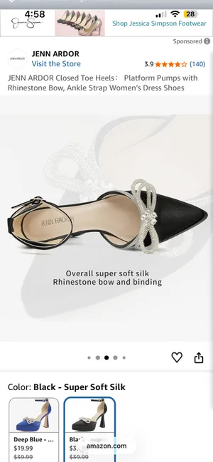 Amazon JENN ARDOR Closed Toe Heels： Platform Pumps with Rhinestone Bow, Ankle Strap Women’s Dress Shoes thumbnail 4
