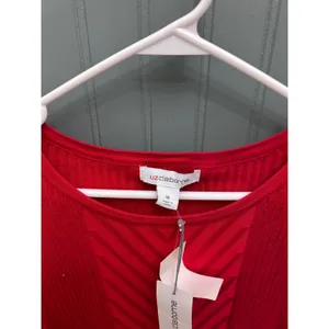 Liz‎ Claiborne Red Ribbed Knit Sweater Sparkle Button Detail Long Sleeve Women M thumbnail 5