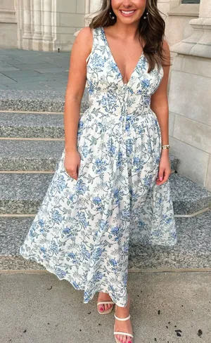 Floral Maxi Dress Blue thumbnail 1