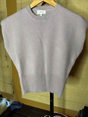 Böhme Geena Shoulder Pad Sweater Dusty Lavender Knit Top Size Small thumbnail 4