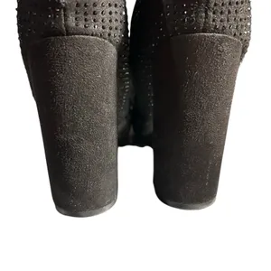 Boots Ankle Black SZ 9 Sparkle Slouch Block Heel Zip Side Forever Booties Goth thumbnail 3