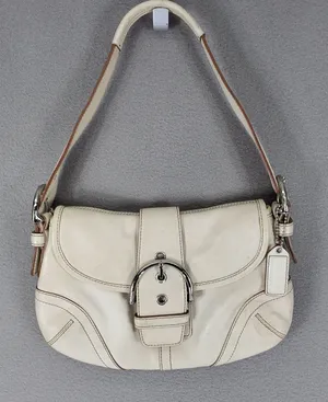 Coach Soho Flap Shoulder Bag‎ White Leather Buckle 9247 Y2K Vintage Small thumbnail 1