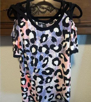 Women's Multicolor Leopard Print Top Pink Size L thumbnail 1