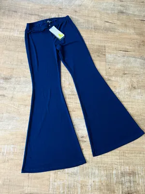 NWT Lbisse navy blue flare leg pant size large thumbnail 1