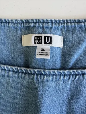 Uniqlo Light Wash Cotton Denim Boatneck Tunic Jean Shirt Top Sz XL thumbnail 5
