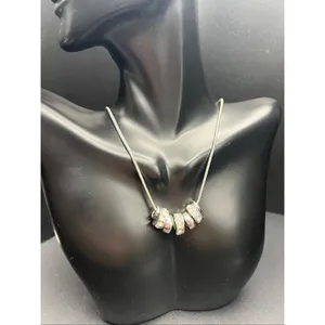 NWT! Guess Silver Tone Snake Chain Rhinestone Sliding Rondelle Ring Necklace thumbnail 5