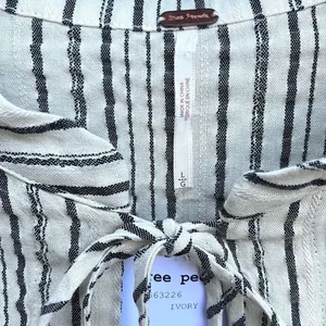NWT Free People Ryhthm of the Night Tunic Top Ivory / Black Size Large thumbnail 8