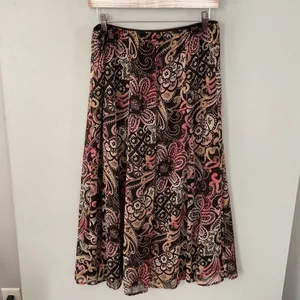 JM Collection Womens Midi Skirt Paisley Floral Print Elastic Waist Size 8 thumbnail 3