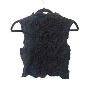ZARA‎ Ruched High Neck Crop Top Black Small thumbnail 3