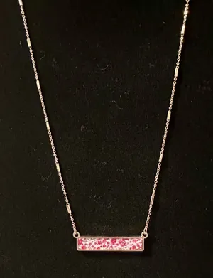 Boutique Gold pink floral pendant necklace thumbnail 1