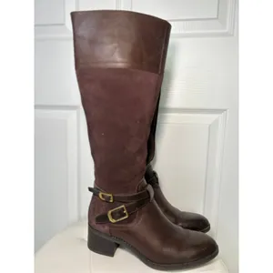 Franco‎ Sarto Lapis Riding Boots Brown Leather Suede Knee High Box 7.5 thumbnail 2