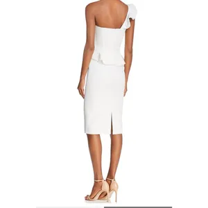 Bardot Revolve Camelia Cocktail Midi One Shoulder Dress in White Size US 4 1791 thumbnail 2