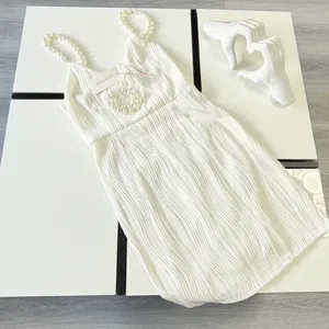 ✨ NWT RIHOAS White Textured Plissé Mini Dress w/ Pearl Straps (Size XS) 🤍 thumbnail 10