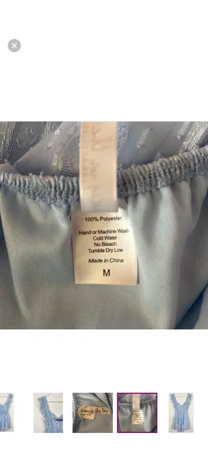 Lucy in The Sky Dress Size Medium Baby Blue Tiered Ruffle Open Tie Back Mini thumbnail 5