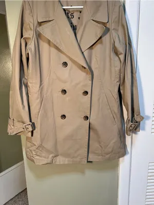 Juicy Couture Women's Size XL Double Breasted Trench Coat Beige Raincoat Lined thumbnail 3
