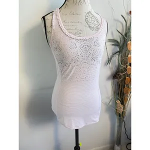 Lululemon Pink Striped Ruffle Neck Racerback Tank Top Size 4 Mandala‎ Print thumbnail 2
