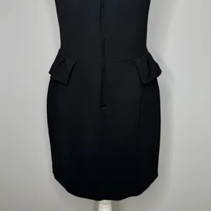 Sandro Paris Strapless Peplum Dress Size 8 Black Embellished Cocktail Party Chic thumbnail 9