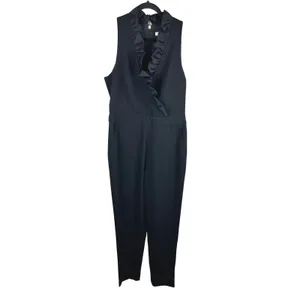 Trina Turk Black Ruffle Neck Sleeveless Jumpsuit Size 8 thumbnail 2