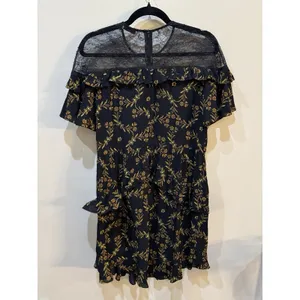 Sandro Alderic mini dress Black Lace Size 40 US 8 Whimsy Goth Ruffle Layer thumbnail 4