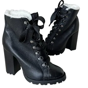 Schutz Zhara Winter Bootie Womens 8.5 B Black Lace Up Chunky Combat Boots Grunge thumbnail 1