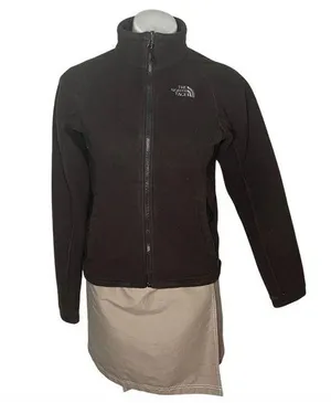 THE NORTH FACE Brown Fleece Jacket Full Zip Signature Logo Womens Size Small thumbnail 1
