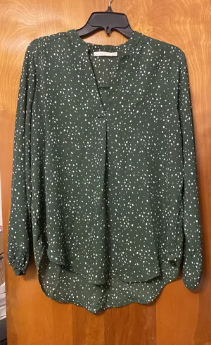 Lush Clothing Green Long Sleeve Blouse thumbnail 1