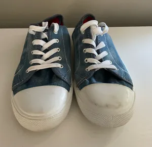 Woman’s blue and white sneakers size 9 thumbnail 1