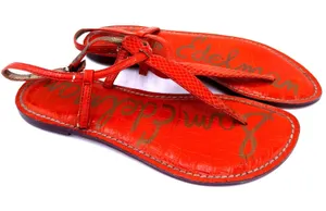 Sam Edelman Women's Orange Gigi Leather T-Strap Thong Sandals Size 6.5 thumbnail 1