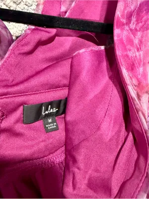 Lulu's Fuchsia Floral Chiffon Maxi Skirt with Deep V thumbnail 5