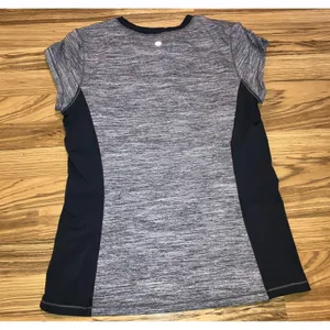 Lululemon Time To Sweat Short Sleeve Top Colorblock‎ Yoga Space Gray Black S/M thumbnail 2