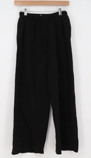 H&M Divided Sweatpants Womens XS Basic Wide Leg Black Fleece Drawstring EXCL thumbnail 1
