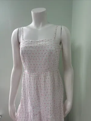 Lulu’s Sunny Situation White & Pink Swiss Dot Tiered Maxi Dress Size Small thumbnail 5