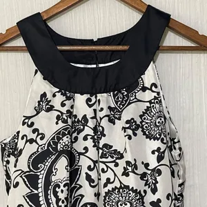 White House Black Market Silk Paisley Sheath Dress Black White Size 4 thumbnail 6
