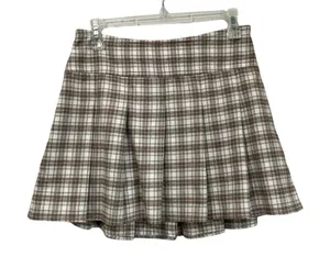 Hollister Plaid Mini Skirt Brown Checkered Y2K‎ Academia Preppy Tennis Size S thumbnail 1