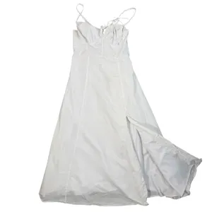Haute Monde Maxi Dress Womens L White Corset Lace Up Back Slit Boho Bridal thumbnail 13