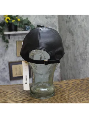 Aqua Vegan Leather Baseball Cap with Adjustable Buckle HT24944 Black thumbnail 4